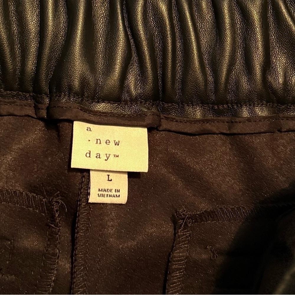 a new day Women’s Size Large Black Faux Leather Pants - Picture 4 of 7